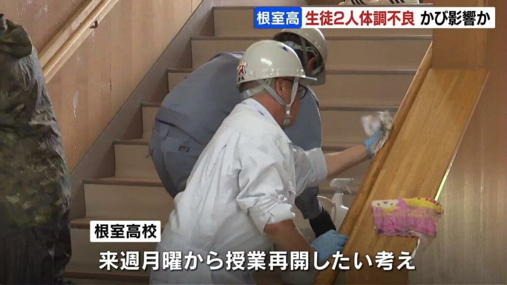 生徒２人がのどの痛みや目の充血など体調不良を訴える 大量発生のカビが影響か 28日から臨時休校の北海道根室高校