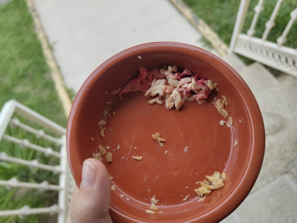 鶏肉がピンク色に変わります