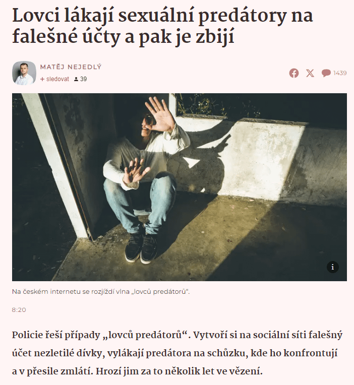 CZ redditはこれについてどう思いますか? 何よりも、狩猟者ではなく、なぜ彼らが実際にこんなことをするのかという原因がチェコで取り上げられるべきだと思います。 そして私にとって、それは主に、小児性愛者や強姦者が法廷からまったくばかげた判決を受けているという事実です。 コメント内のリンク。