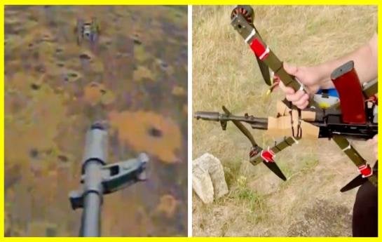 空飛ぶカラシニコフ突撃銃がウクライナ軍に登場した。AK-47はプラットフォームに搭載され、空飛ぶドローンとして空中に持ち上げられた。