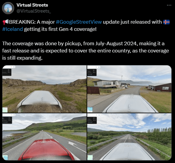 Google ストリートビューが 11 年ぶりにアイスランドで更新されました。