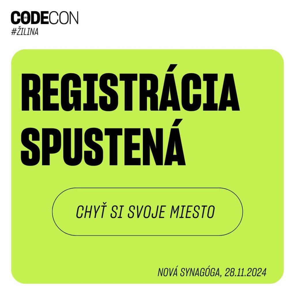 CODECON #Žilina 2024 への登録を開始します! 🚀 CODECON #Žilina 2024 への登録を開始します! 🚀