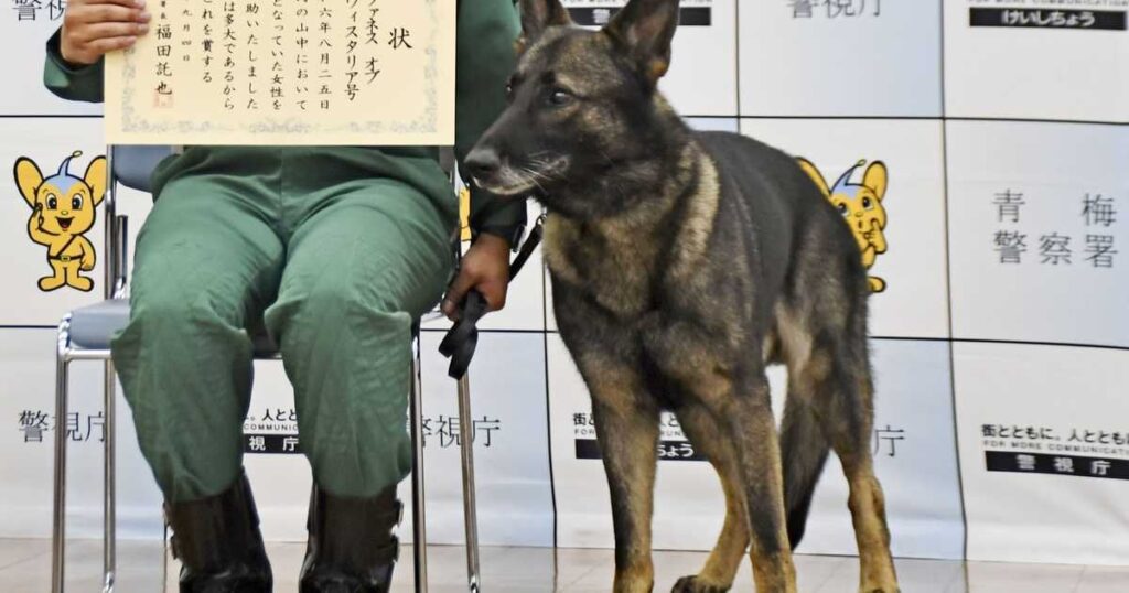 警備犬「クセノファネス号」お手柄 行方不明の81歳女性を山中で救助 東京・青梅