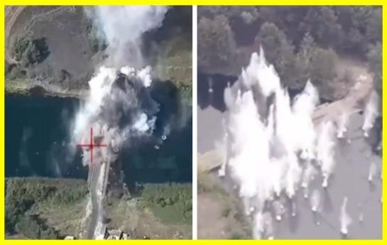 ロシア軍はウクライナ軍と川の間に挟まれた。ウクライナ軍はロシア領内の最後の橋と渡し舟を破壊した。