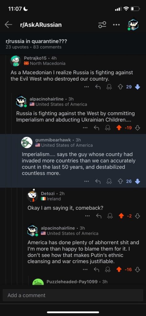 ロシアの視点を見ようとしたけど、あまり良くなかったと思う