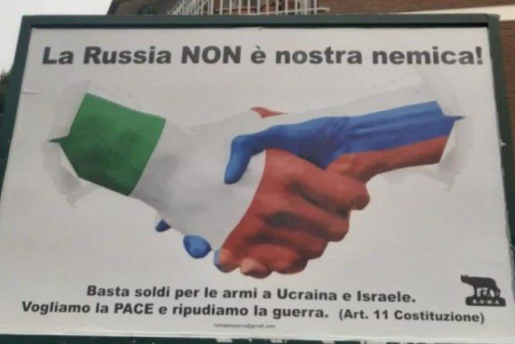 イタリアでは「ロシアは我々の敵ではない」というスローガンを掲げた親ロシアの看板キャンペーンが出現した。その後、極右過激派がフランスでも同様のポスターをシェアした。研究者のA.シェホフツォフ氏は、このロシアのプロパガンダ活動とロシアの工作員や影響力のある工作員との間に関連性がある可能性があると述べている。