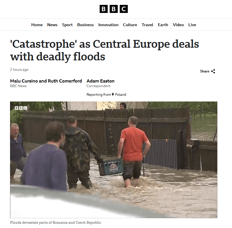 BBCの洪水映像