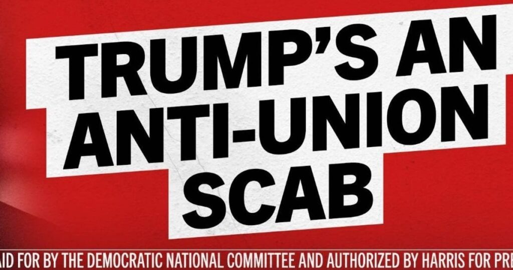 DNC、労働者の日の看板広告でトランプ氏を「反労働組合スト破り」と非難