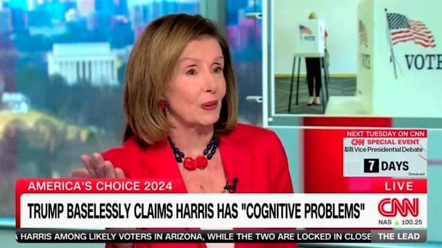 ペロシ下院議長、ハリス氏に対するトランプ氏の中傷に言及したCNNのジェイク・タッパー氏を激怒