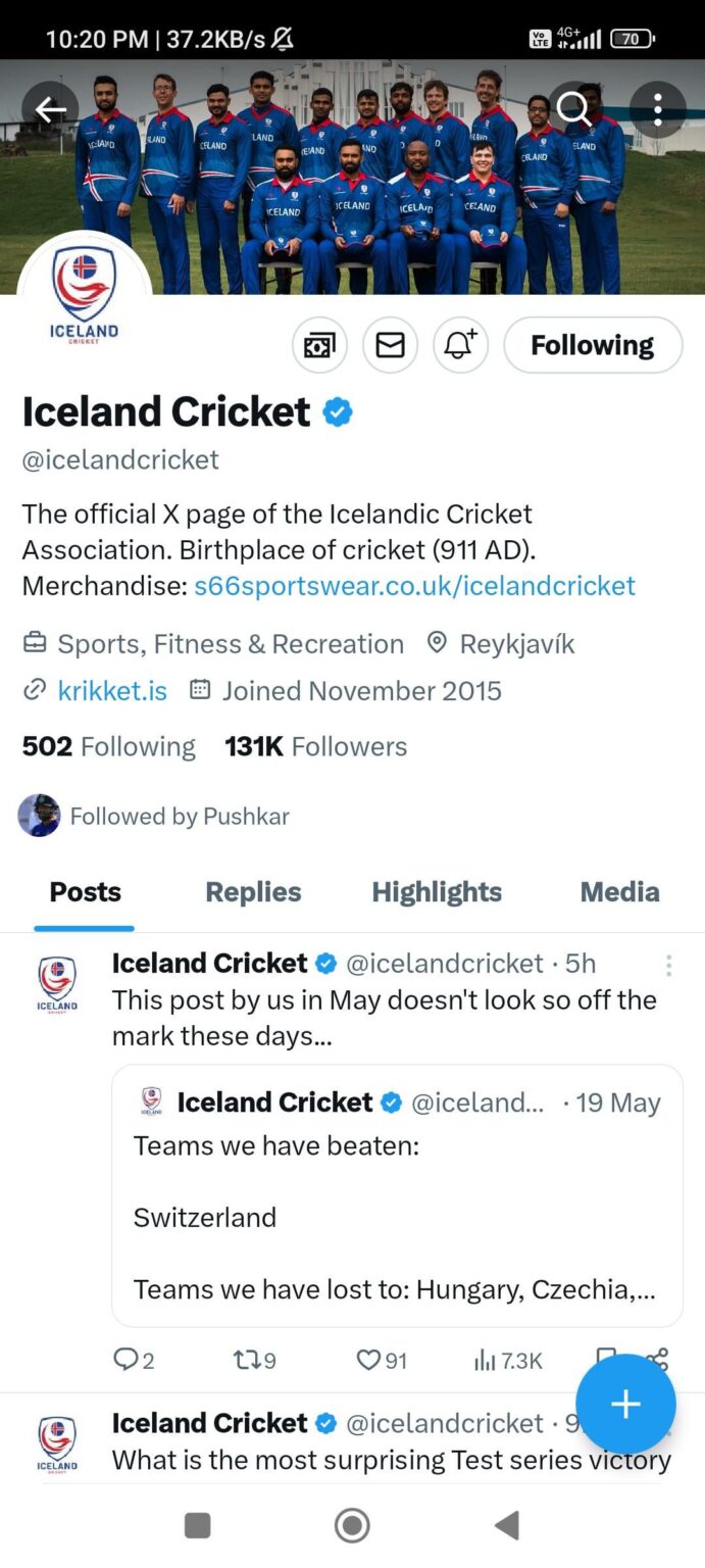 Twitter で最高のクリケット アカウントを持っているアイルランドに感謝します。