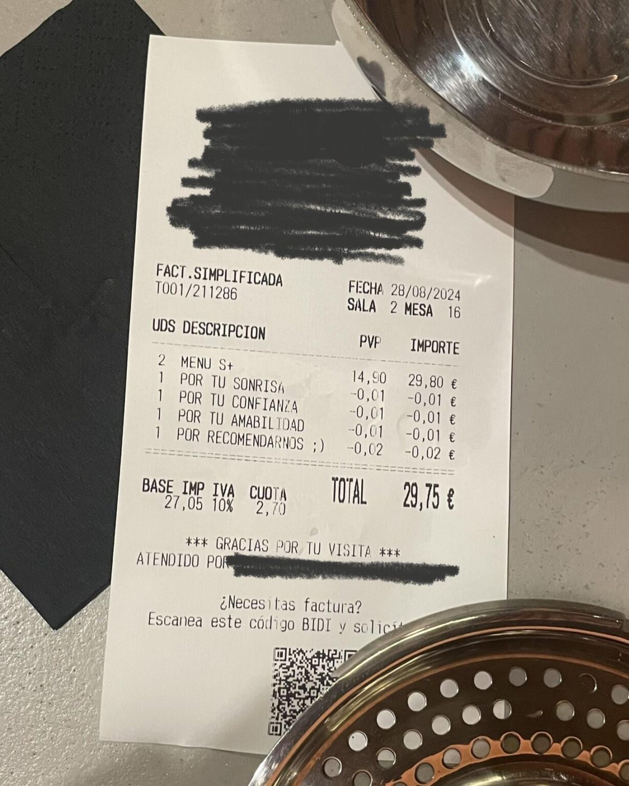 マドリッドのレストランで素敵な割引をゲットしました！