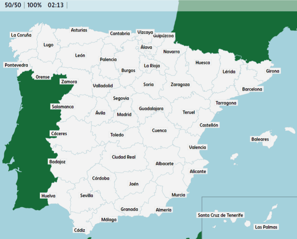 スペインのすべての県を覚えました！ (私はスペイン人ではありません)。