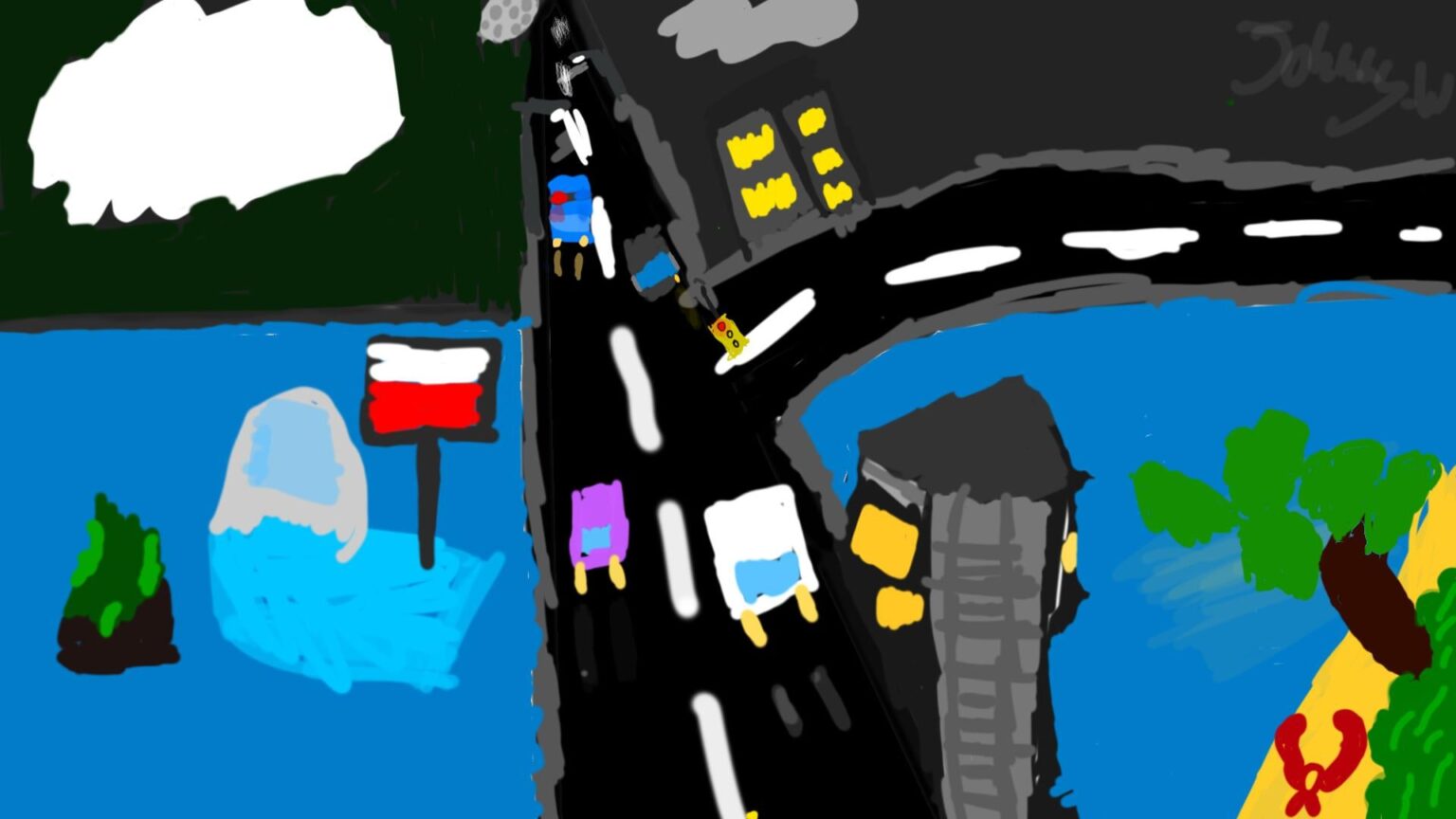 夜のポーランドの橋を描きました（私はオーストラリアにいるので、これが正確であるとは期待しないでください）
