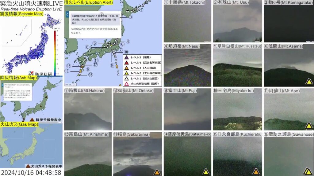 🔴緊急火山噴火速報ライブ The Real-time Volcano Eruption Alert in Japan