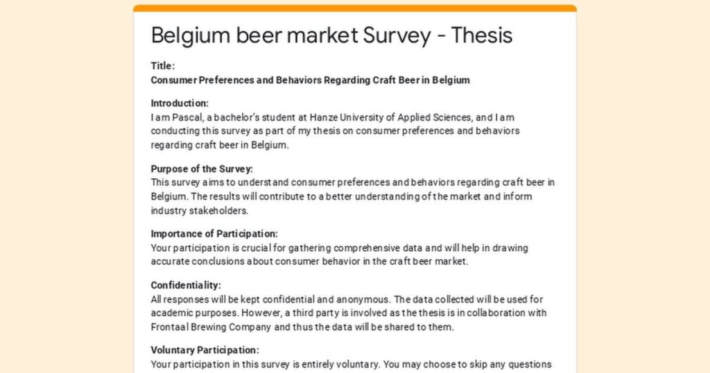 ベルギー（クラフト）ビール消費者の嗜好・行動に関する調査