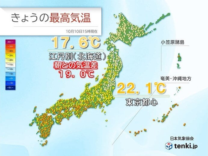 西日本で夏日続出 関東は肌寒さ解消 北海道は一日の気温差が20℃近くに