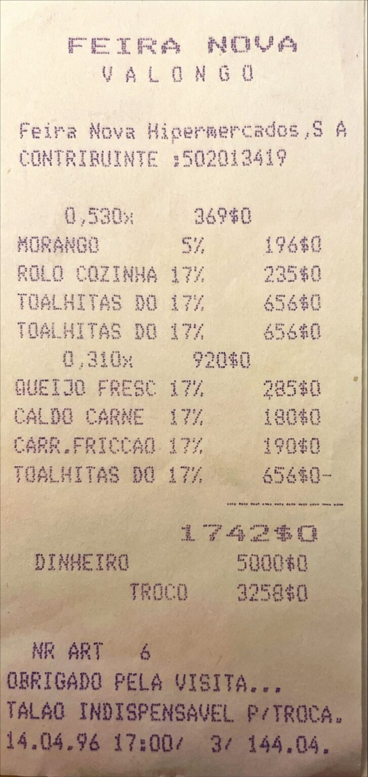 過去の価格 (フェイラ ノヴァ 95/96 年頃)