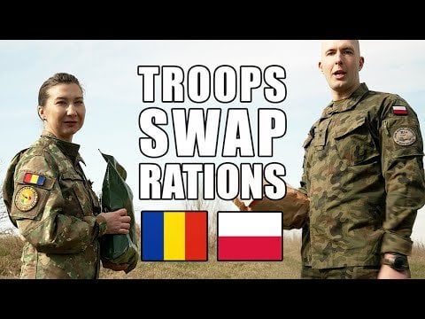 ポーランド🇵🇱とルーマニア🇷🇴の兵士が食料を交換🍽️