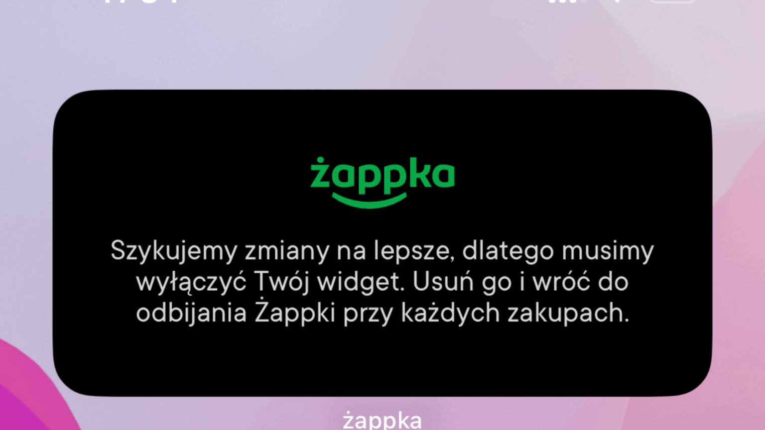 このZabka iPhoneウィジェットエラーが発生し、それを修正する方法を知っている人はいますか?