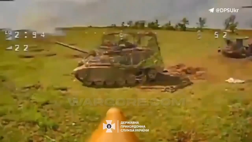 ロシアのT-90M戦車に対するドローン攻撃