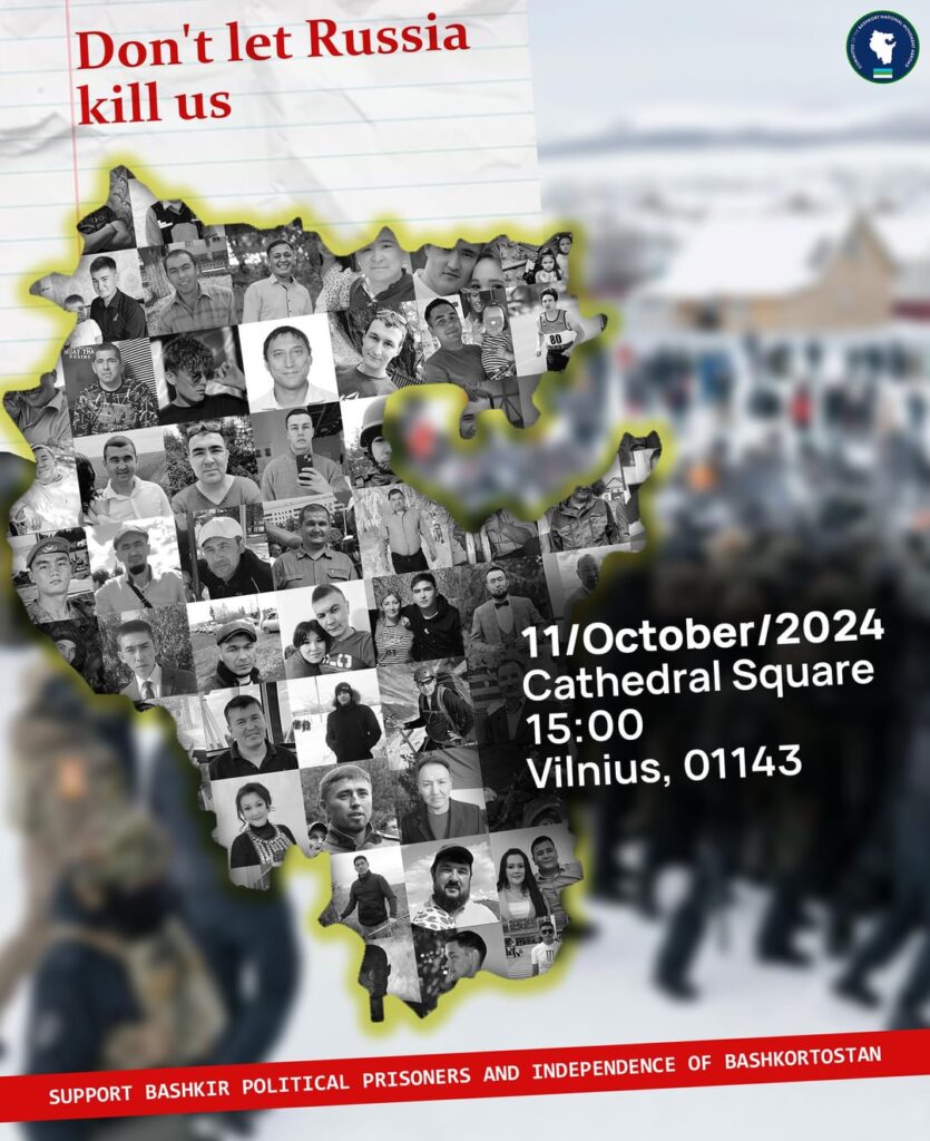 10月11日はバシキール人の政治犯とバシコルトスタンの独立闘争を支援する。ビリニュス、大聖堂広場 15:00