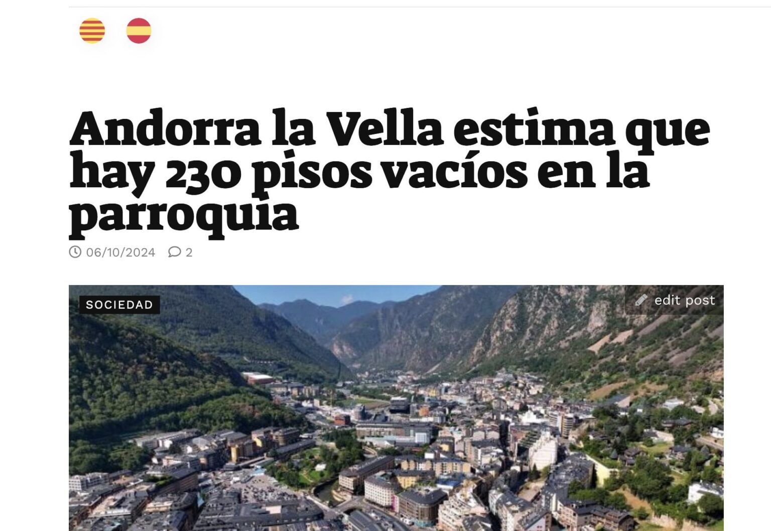 DigitalAndorra は公国のニュースのスペイン語版を提供しています