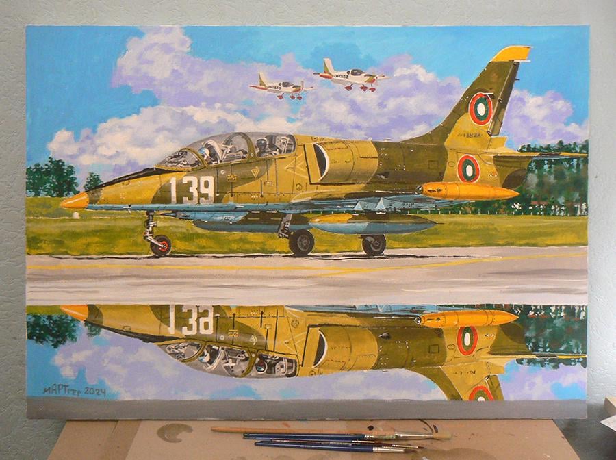 BG アビエーション :) L-39 とズリノフ。油彩、キャンバス 50 x 70 cm 昨夜完成しました。