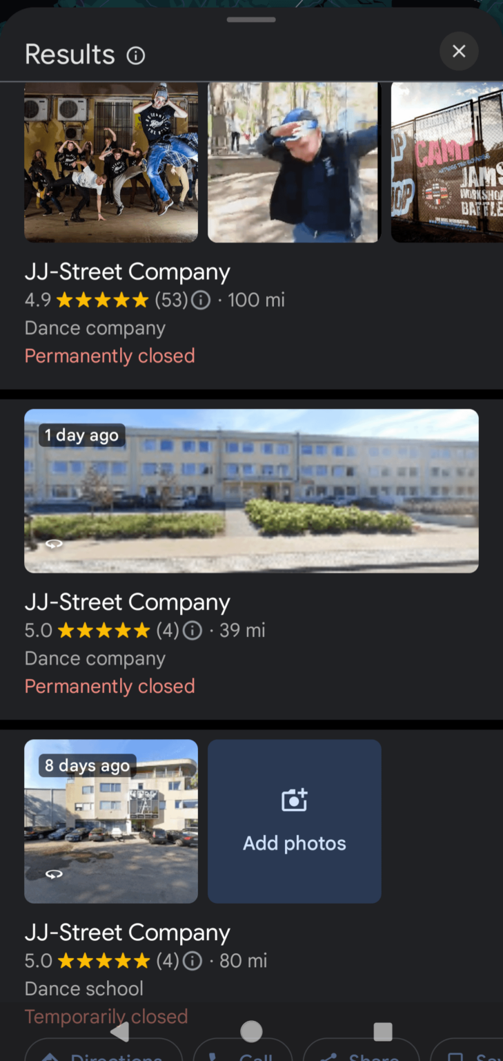 JJ-Street は Google マップ上で自らを隠そうとしています