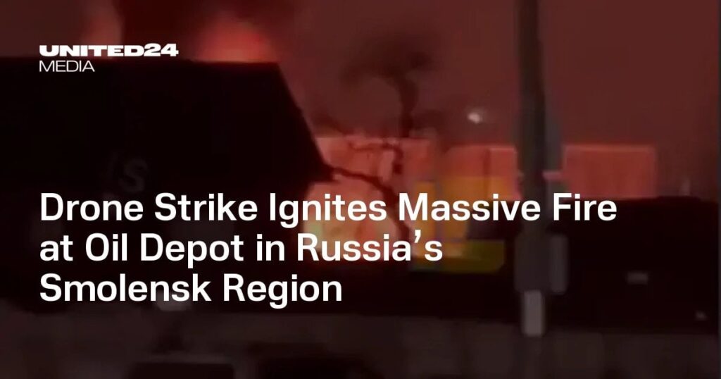 ロシア・スモレンスク州の石油貯蔵所でドローン攻撃により大規模火災が発生