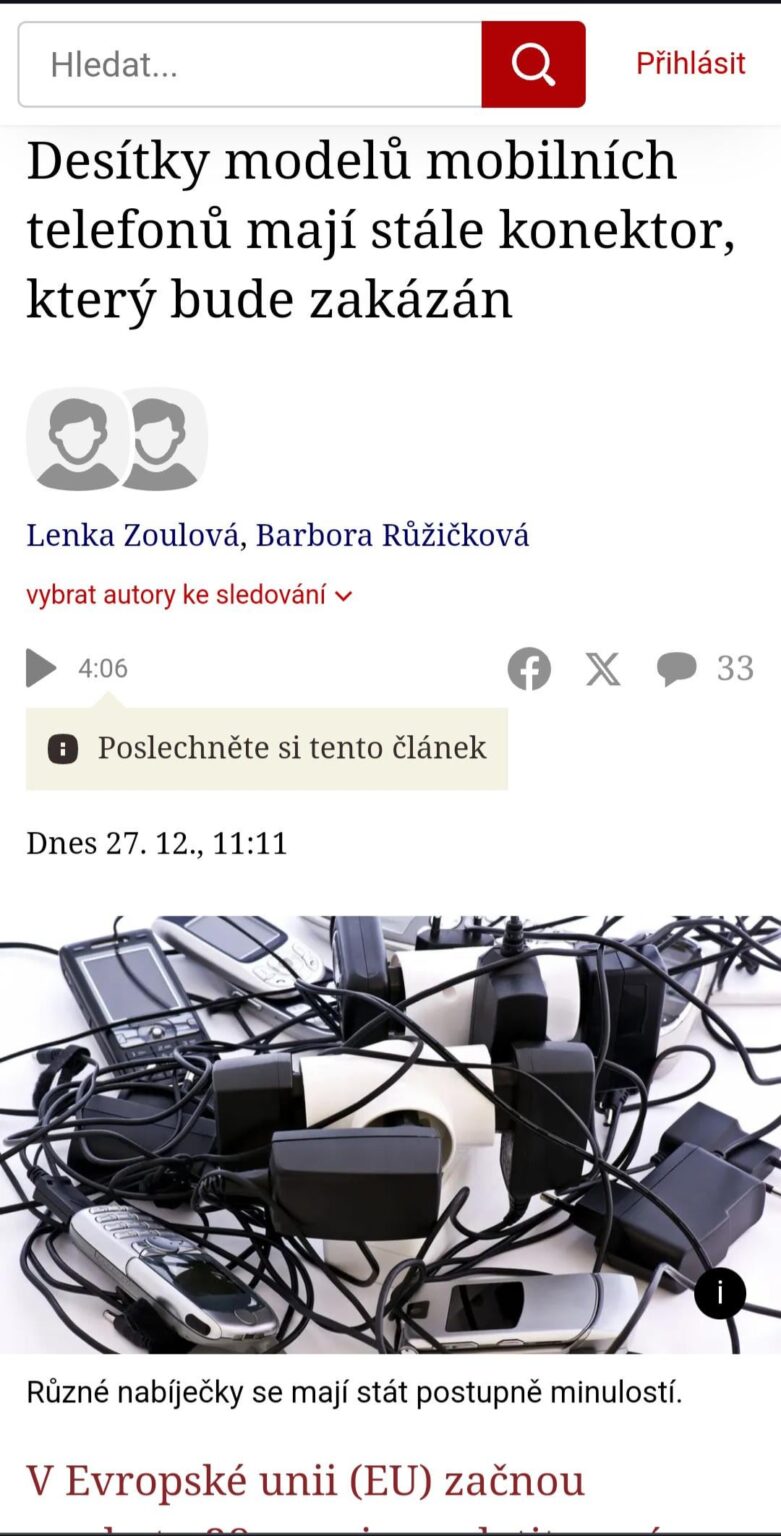 novinek.cz からの伝統的な EU の悪い記事