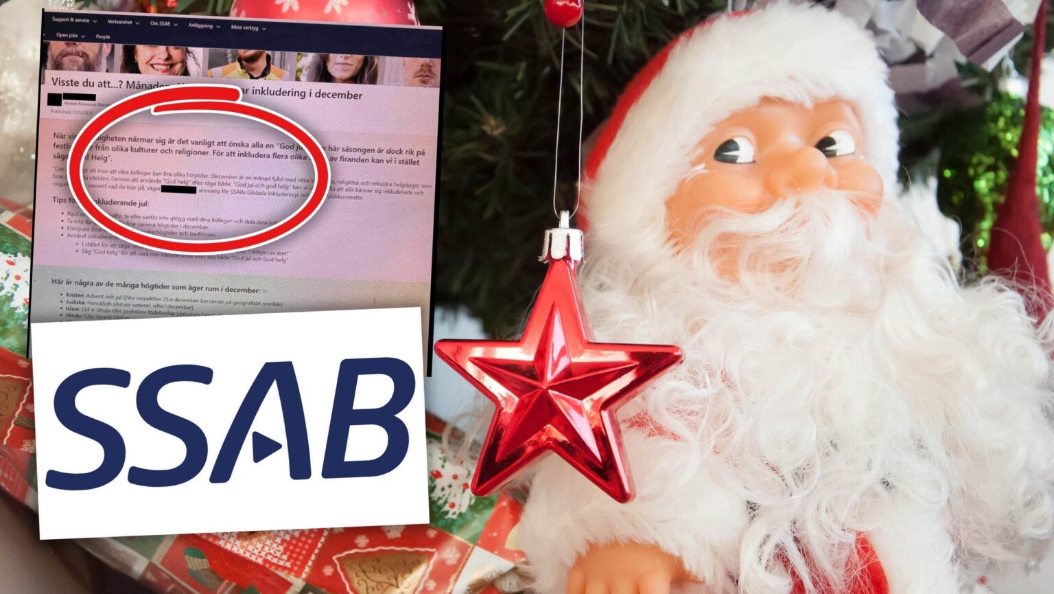 SSAB が従業員に「メリークリスマス」とは言わないでください
