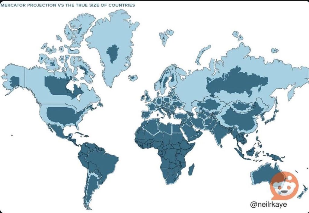 ロシアの本当のサイズ: メルカトル図法が地図をどのように歪めるか