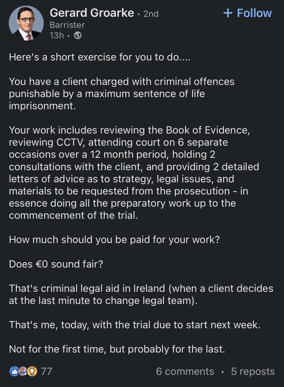 アイルランドで弁護士になるには、キャリアを維持するために親の富が必要です。クレイジー。 アイルランドで弁護士になるには、キャリアを維持するために親の富が必要です。クレイジー。