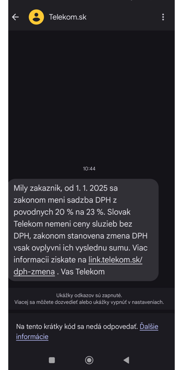 Telekom からの SMS - 私たちの政府に感謝します