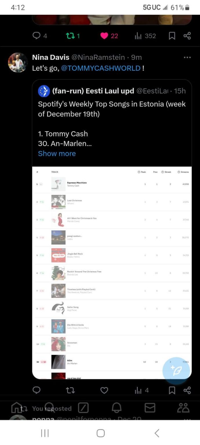 エストニアの Spotify での Tommy's Espresso Macchiato は、これまでのところお疲れ様です!みんな、頑張ってね！