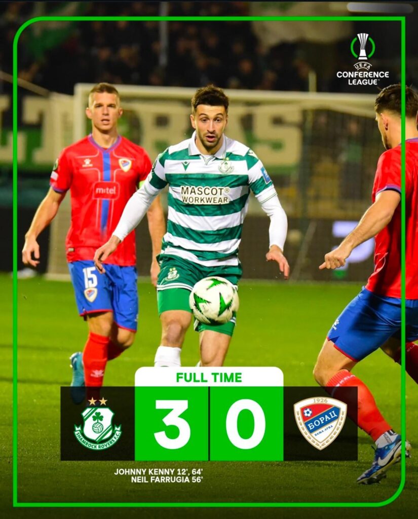 シャムロック・ローバーがサッカー欧州グループステージで5試合無敗を達成 ☘️