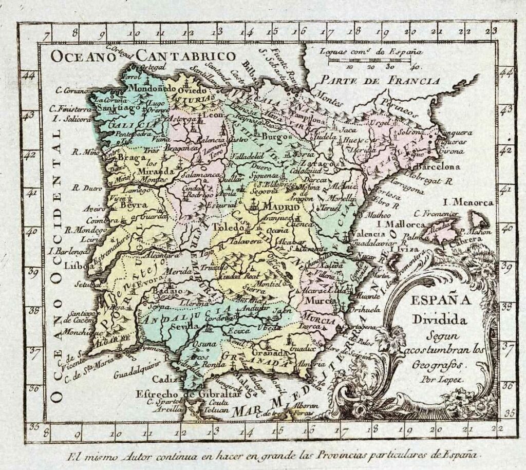 この 1757 年の地図では、なぜポルトガルがスペインの一部になっているのでしょうか?