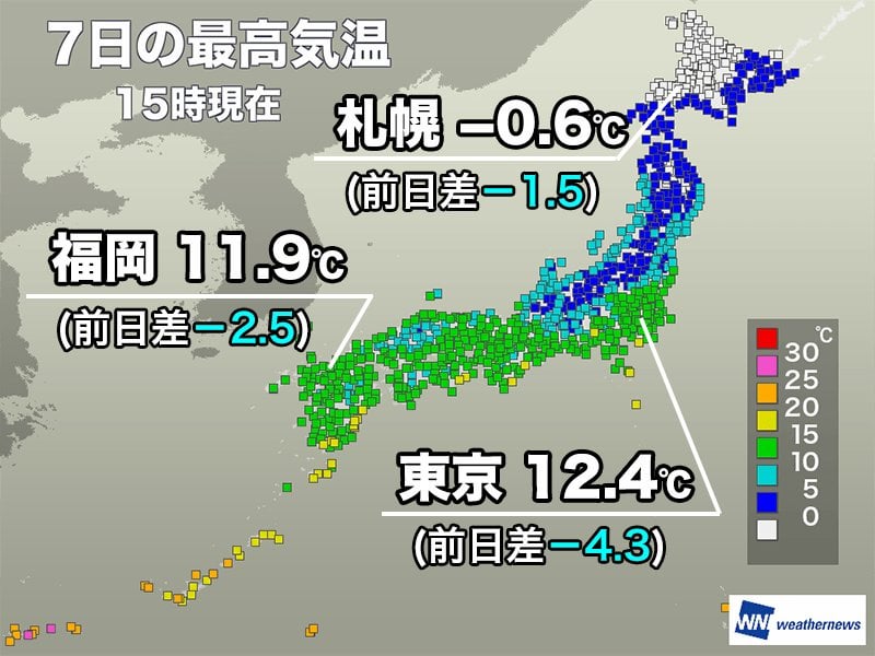 全国的に寒く札幌は今季初の真冬日濃厚 明日も寒さ続く予想