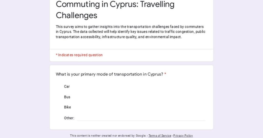 キプロスでの旅行と通勤の課題に関するアンケートを実施します。