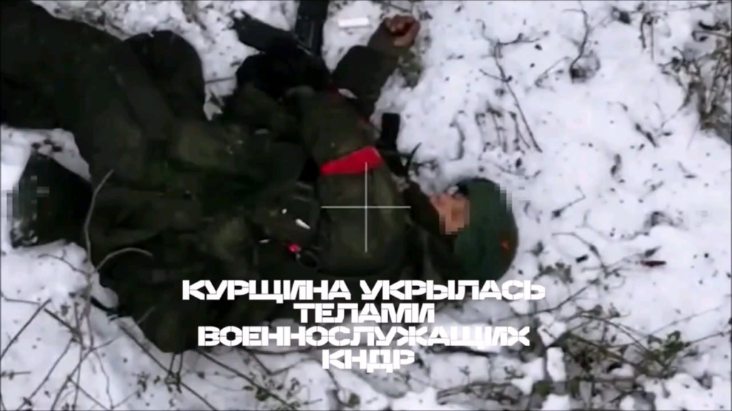 NSFW：クルスク州クレミャノエ南部の北朝鮮とロシアの歩兵に対するウクライナ軍の集団攻撃の余波。 2024年12月 [graphic content]