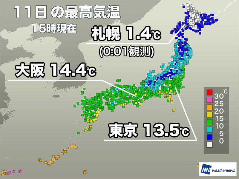 日本で昨日より寒さ厳しい 明日は関東なども気温上がらず