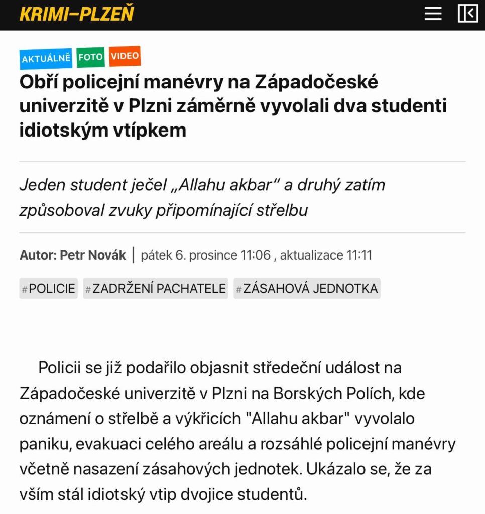 西ボヘミア大学銃乱射事件に関する最新情報