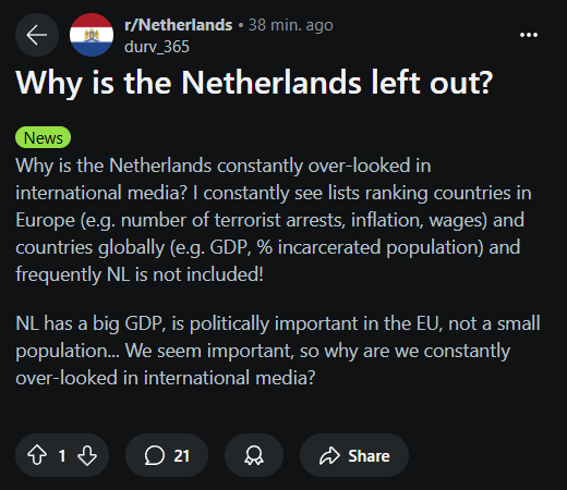 オランダは市場に熱意を向けていない