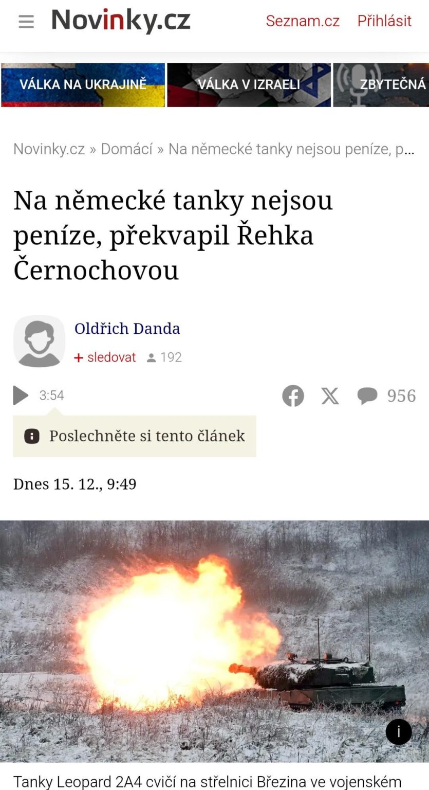 AČR によれば、Leopard 2A8 戦車を購入する資金はありません。