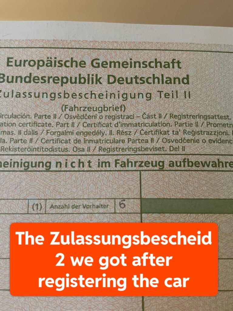 Zulassungsbescheid 2 で販売者によって削除された前所有者の数はありません