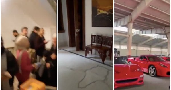 逃亡中のシリア大統領の宮殿で驚くべき豪華さが発見された：フェラーリ、メルセデス、そして大理石の海