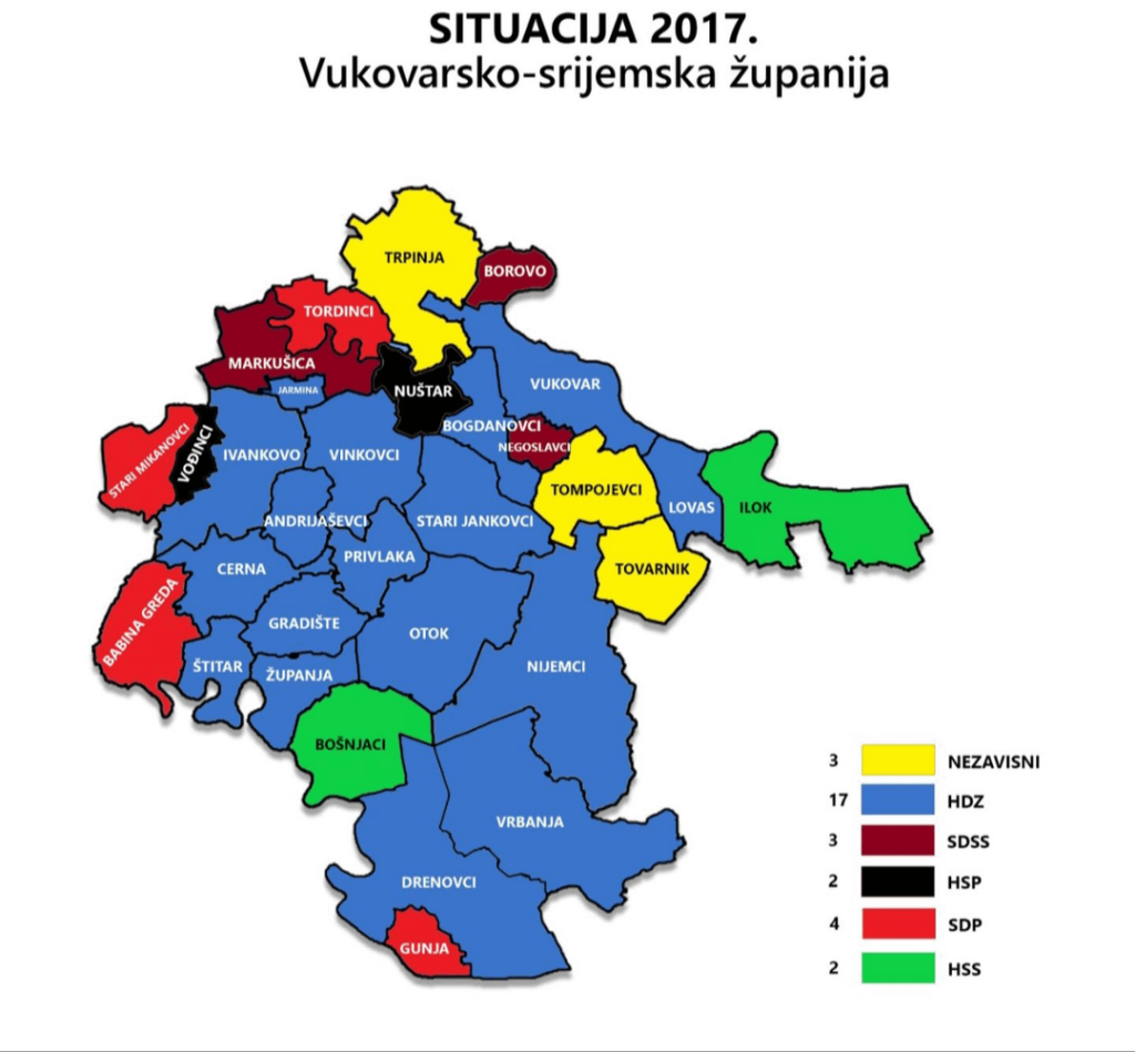 2024 年 12 月 15 日の早期選挙後にヴコヴァル・スリジェム郡の政治地図を更新しました。