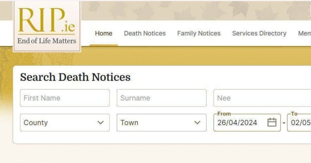 RIP.ie、死亡通知を郵送する葬儀業者への新たな料金を確認