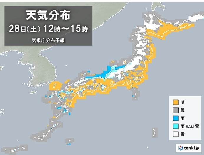 今日28日 日本海側は大雪 四国など西日本太平洋側の平地も積雪や路面凍結注意