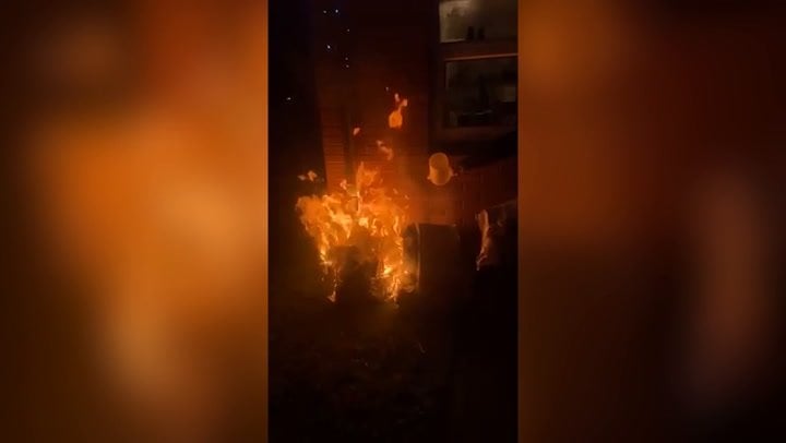 少年たちはローマのろうそくをダイアナに向けて撃ちました - 突然燃え上がりました